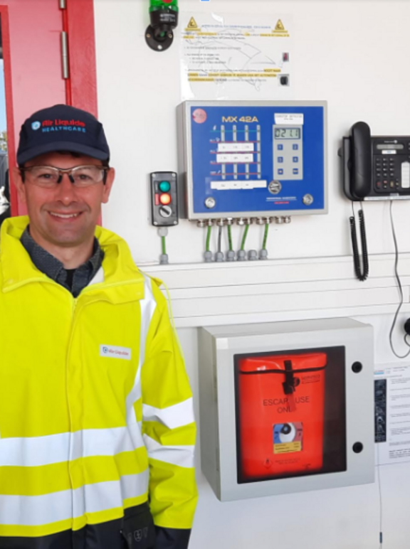 L'appareil respiratoire HEAD dans l'usine d'Air Liquide Medical Benelux à Schelle