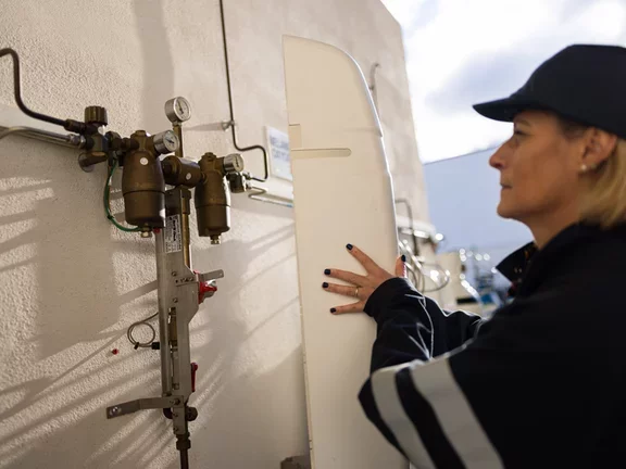 Technician on a storage slab 4