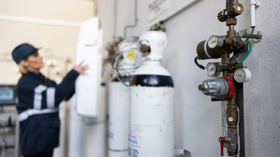 Technician on a storage slab 3