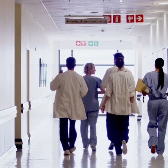 doctors walking in a hospital