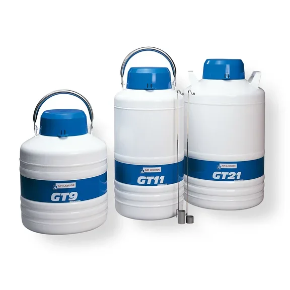 Récipients cryogéniques en dermatologie pour stockage d'azote liquide médical : GT Dermato en 9, 11 et 21 litres. Air Liquide Healthcare Benelux.