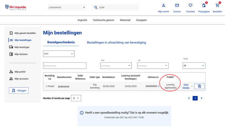 Air Liquide Healthcare Benelux klantenportaal: Hoe kan ik de status van mijn bestelling volgen