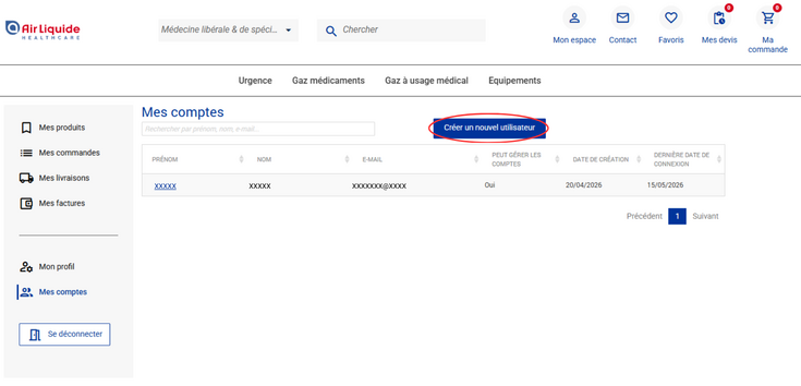 Air Liquide Healthcare Benelux compte client : comment ajouter un nouvel collaborateur
